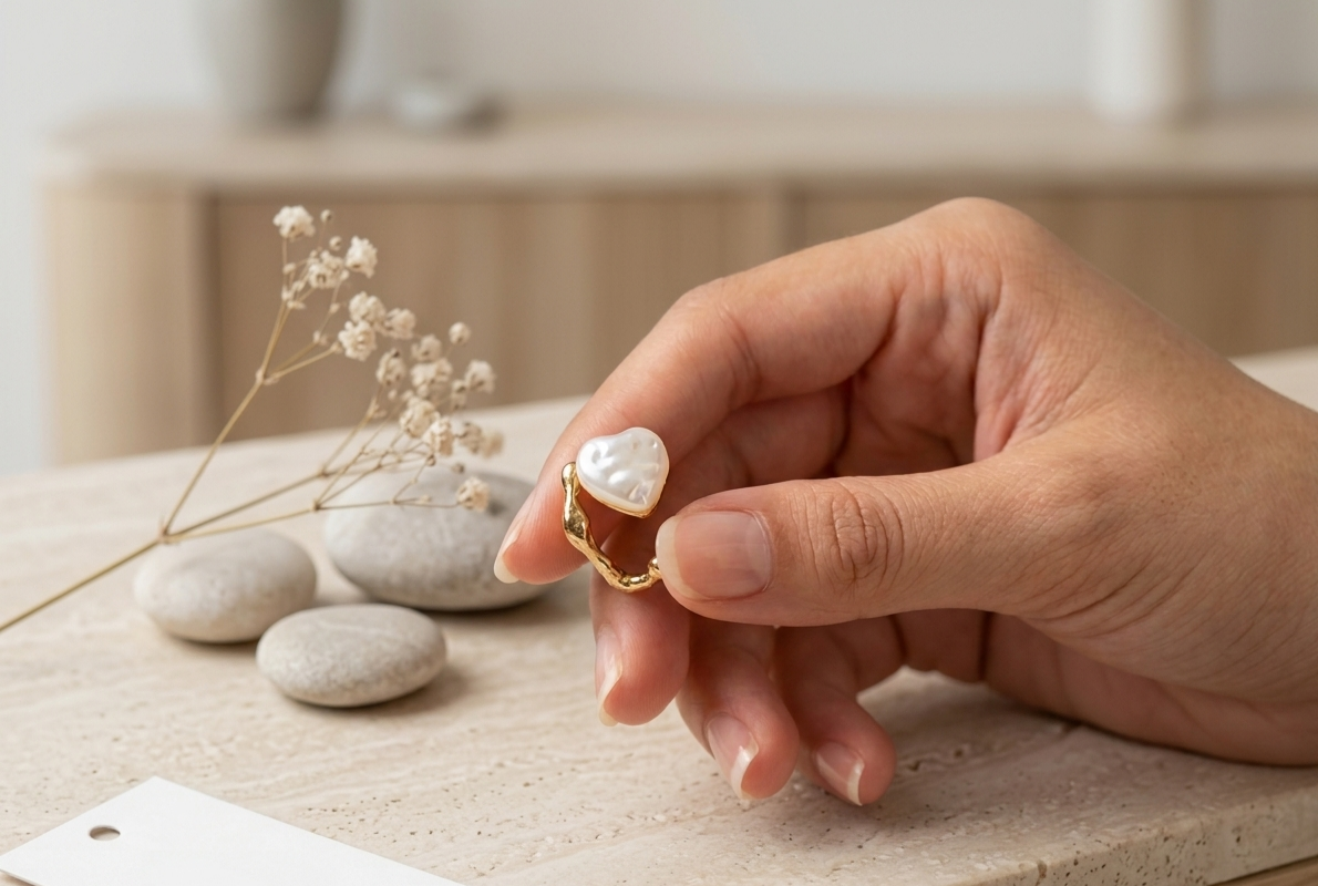 Pearl Heart Whisper Ring