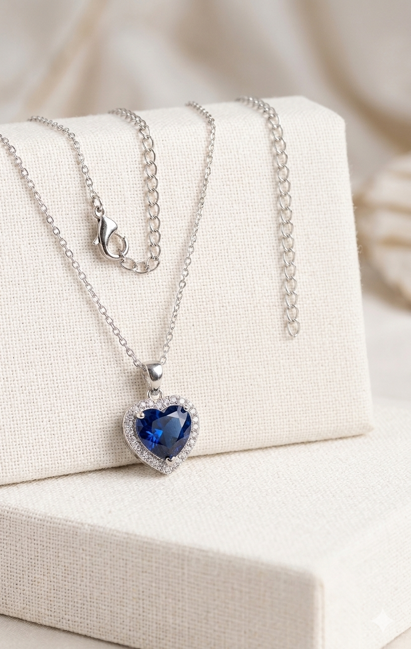 Royal Blue Heart Necklace