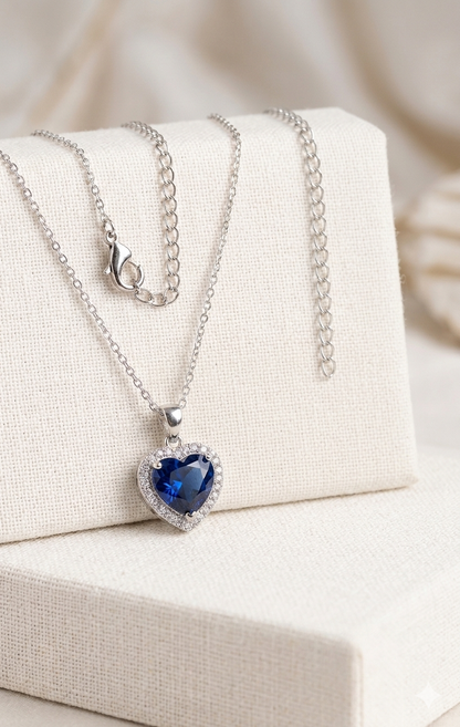 Royal Blue Heart Necklace