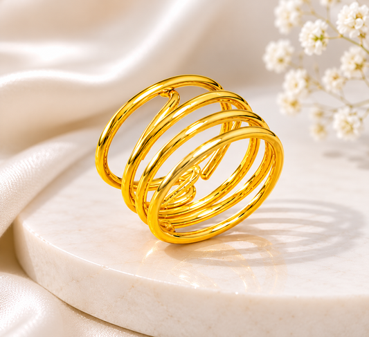 Golden Ripple Ring