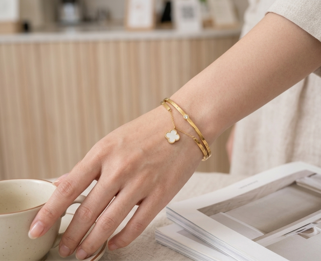 Radiance Clover Charm Cuff