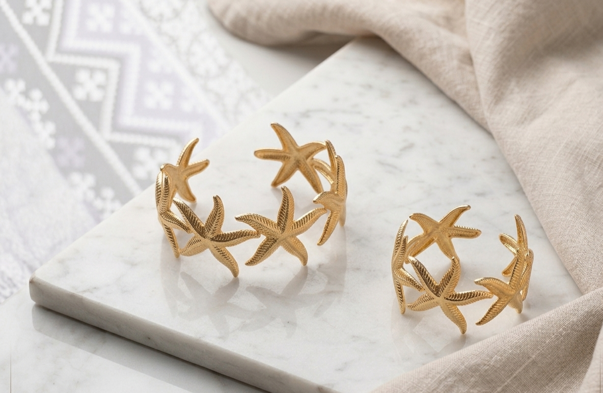 Golden Starfish Cuff Bracelet