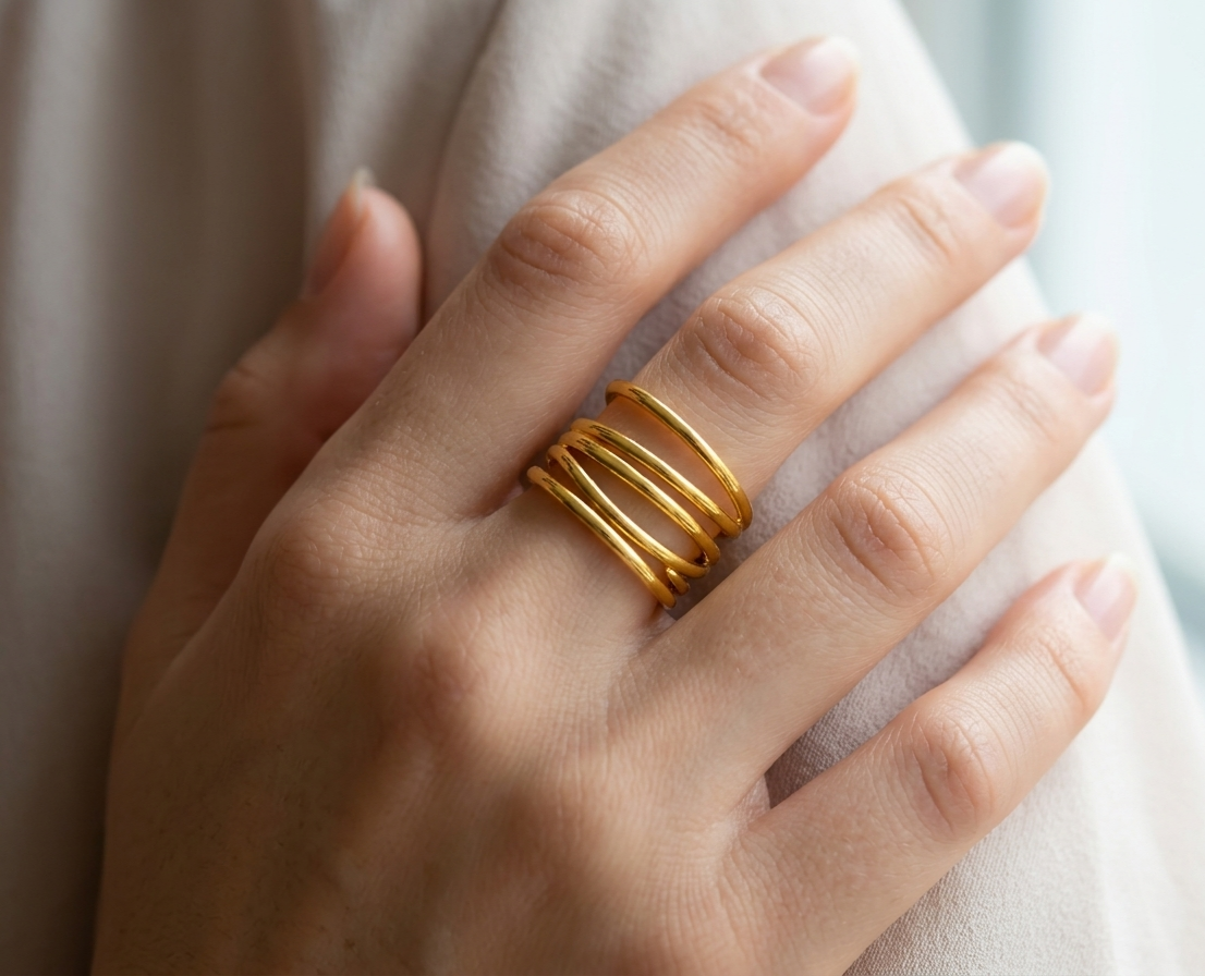 Golden Ripple Ring