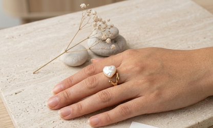 Pearl Heart Whisper Ring